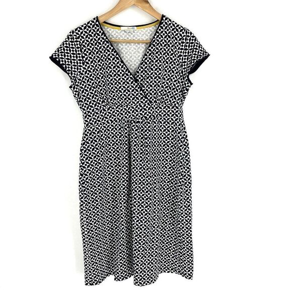 Boden Dress Size 6 Petite Navy Jersey Day Geometric Print Short Sleeve Casual - Picture 1 of 7
